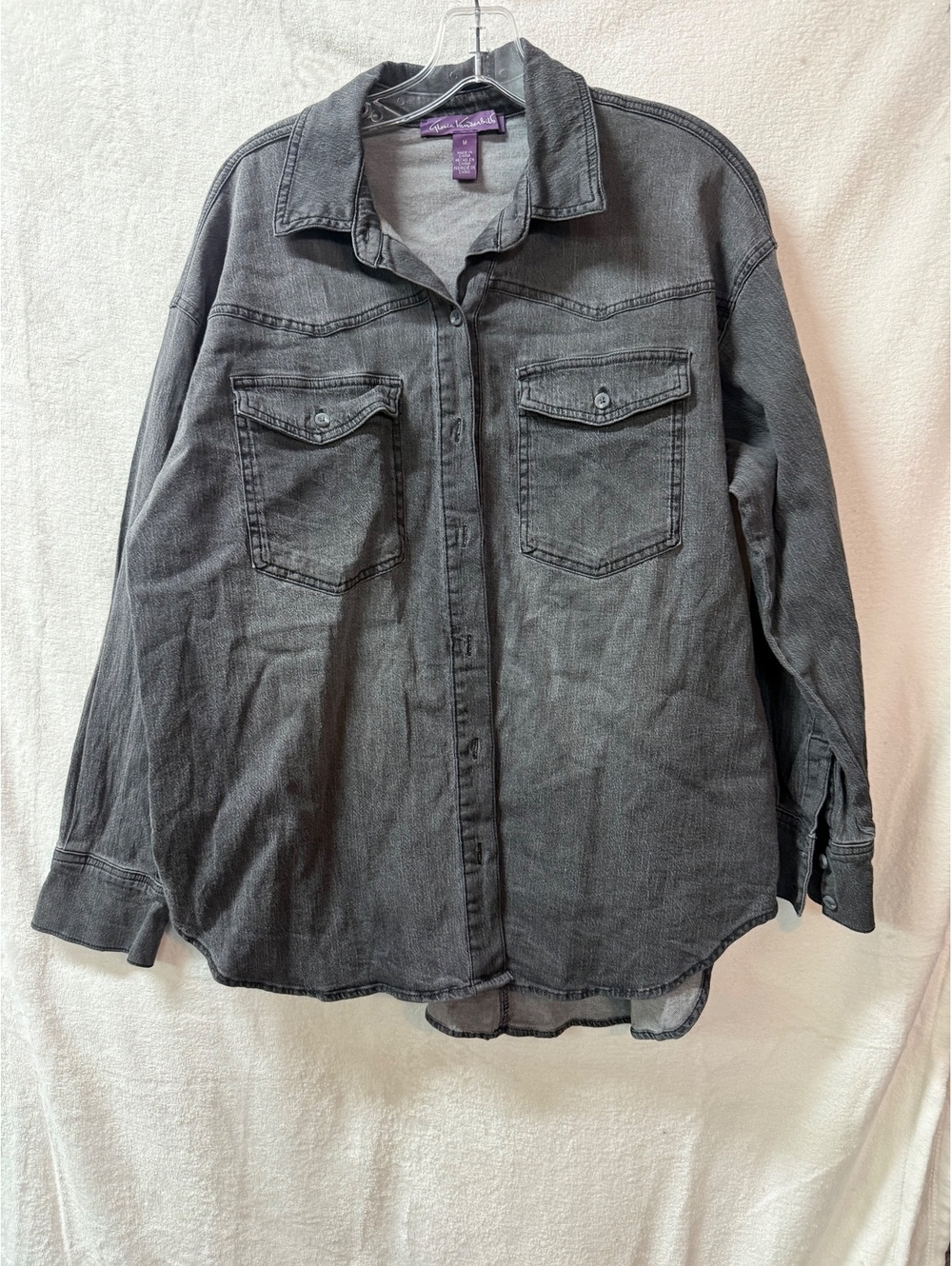 Gloria Vanderbilt Women's Gray Denim Shirt Jacket Medium